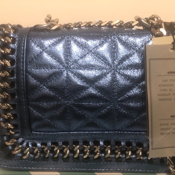 Zara metallic blue quilted crossbody bag - Picture 6 of 8
